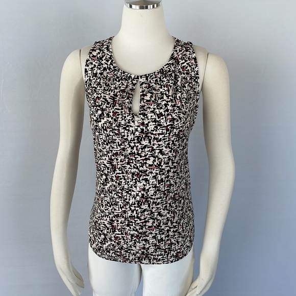 WHBM  Sleeveless Print Top Size Small Pink/Black - Picture 6 of 16